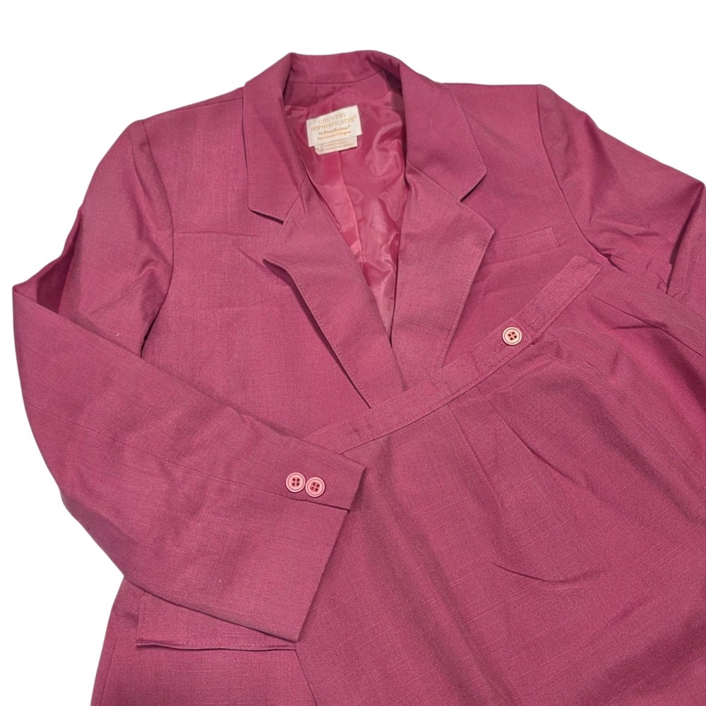 Country Sophisticates by Pendleton Skirt Suit Women 8 Pink Vintage Silk Blend
